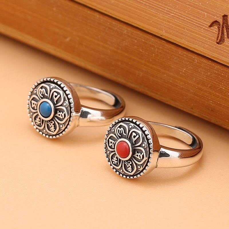 Fortune Jewel Tibetan Om Mani Padme Hum Peace Rotatable Ring