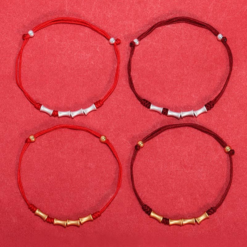 Fortune Jewel 925 Sterling Silver Bamboo Design Protection Luck Braided Bracelet