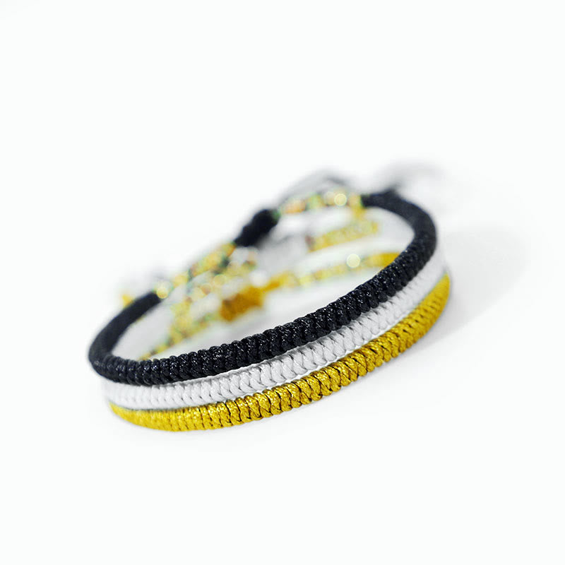 Fortune Jewel 3Pcs Tibetan Handmade Multicolor King Kong Knot Amulet Bracelet