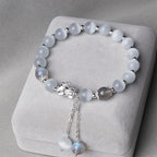Fortune Jewel Natural Cat's Eye Moonstone Strawberry Quartz PiXiu Support Bracelet