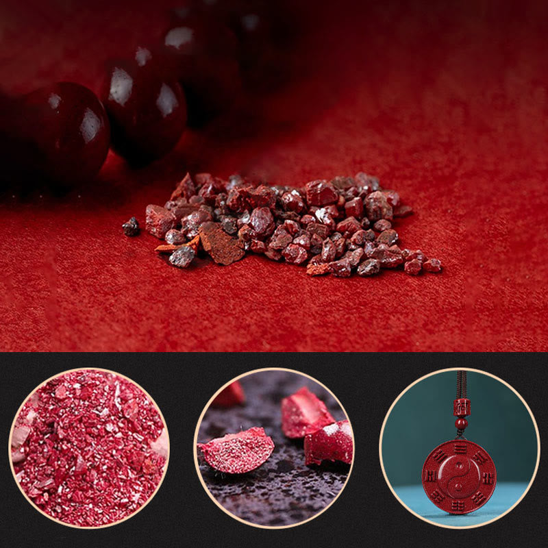 Fortune Jewel Cinnabar Yin Yang Bagua Blessing Necklace Pendant