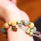 Fortune Jewel Bodhi Seed Lotus Green Sandalwood Wisdom Harmony Bracelet