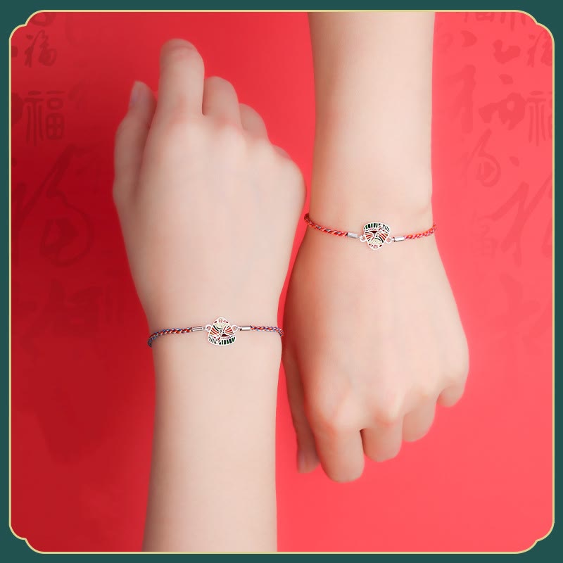 Fortune Jewel 925 Sterling Silver Zongzi Pattern Luck Multicolored Handcrafted Bracelet