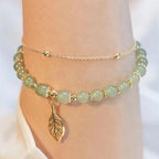 Fortune Jewel Jade Leaf Ginkgo Tulip Peanut Fu Character Luck Beaded Bracelet