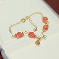 Fortune Jewel Natural Red Agate Rose Confidence Calm Chain Bracelet