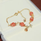 Fortune Jewel Natural Red Agate Rose Confidence Calm Chain Bracelet