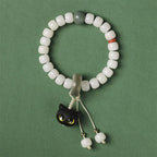 Fortune Jewel Natural Bodhi Seed African Blackwood Lovely Cat Charm Peace Harmony Bracelet