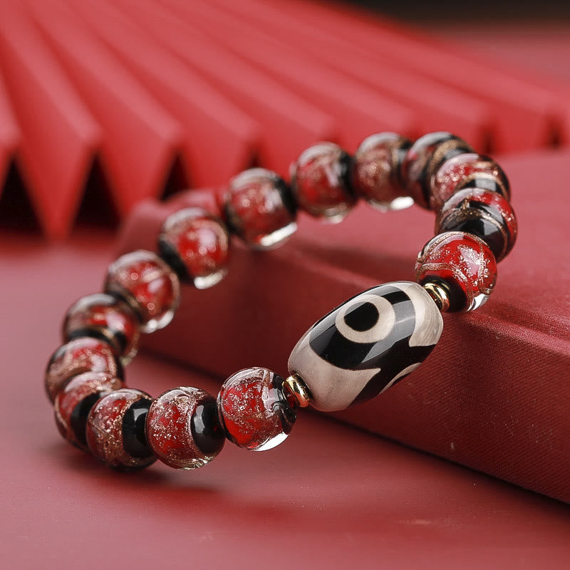 Fortune Jewel Tibetan Nine-Eye Dzi Bead Three-eyed Dzi Bead Liuli Glass Bead Wealth Bracelet