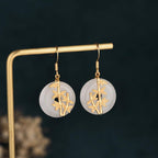 Fortune Jewel FengShui White Jade Fortune Earrings
