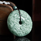 Fortune Jewel Year of the Dragon Natural Jade Nine Dragons Peace Buckle Protection Necklace Pendant