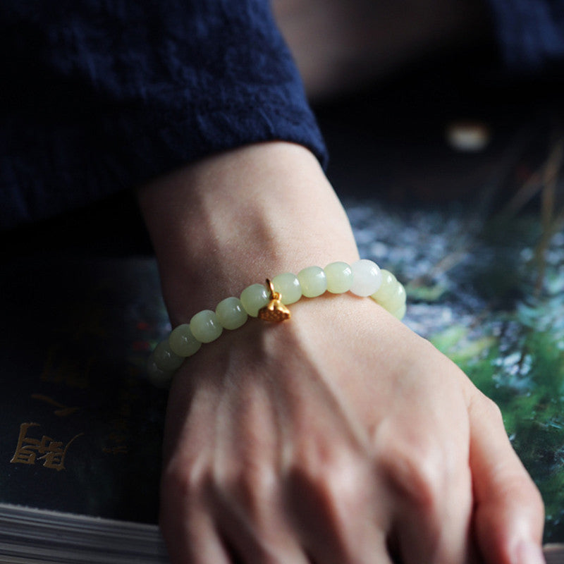 Fortune Jewel Jade Lotus Abundance Adjustable Bracelet