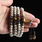 Fortune Jewel Handmade Tibetan Tiger Eye Bodhi Seed Peace Bracelet