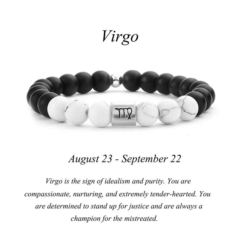 Fortune Jewel 12 Constellations of the Zodiac Natural Frosted Stone White Turquoise Bead Fortune Bracelet