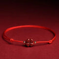 Fortune Jewel Natural Cinnabar Four Leaf Clover Blessing Red String Bracelet Anklet