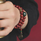 Fortune Jewel Bodhi Seed Cyan Jade Copper Peace Luck Bracelet