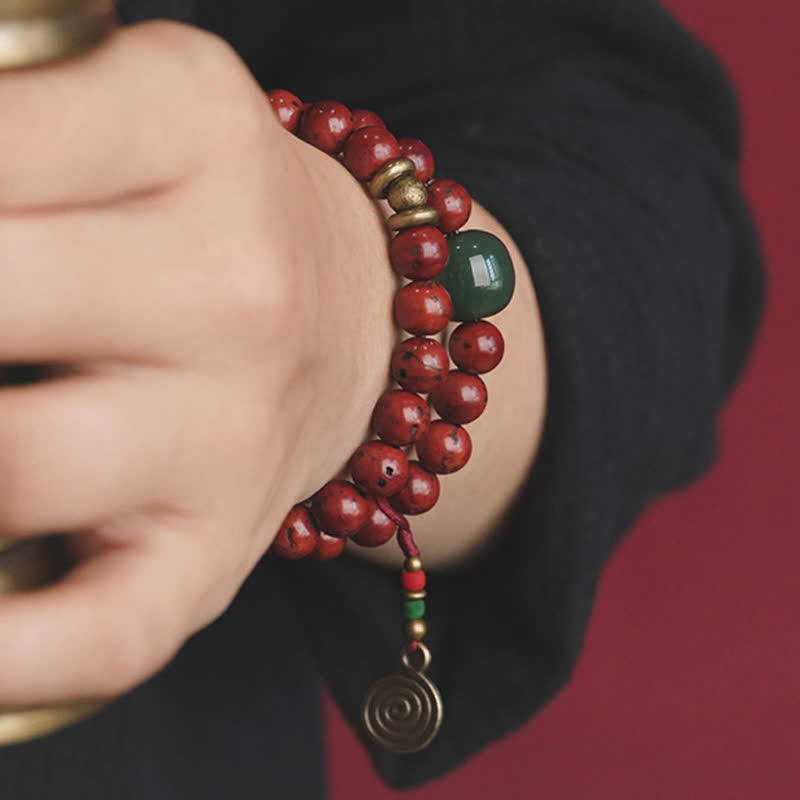 Fortune Jewel Bodhi Seed Cyan Jade Copper Peace Luck Bracelet
