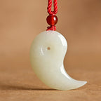 Buddha Stones Yin Yang White Jade Cyan Jade Protection Blessing Necklace String Pendant Fortune Jewel