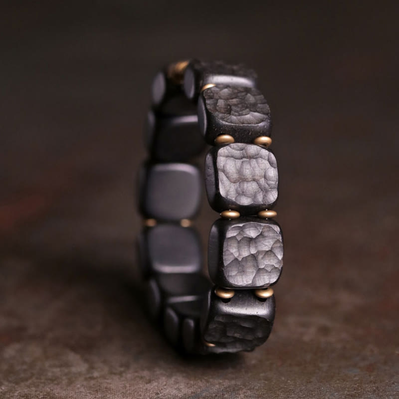 Fortune Jewel Retro Ebony Wood Texture Style Copper Peace Balance Bracelet