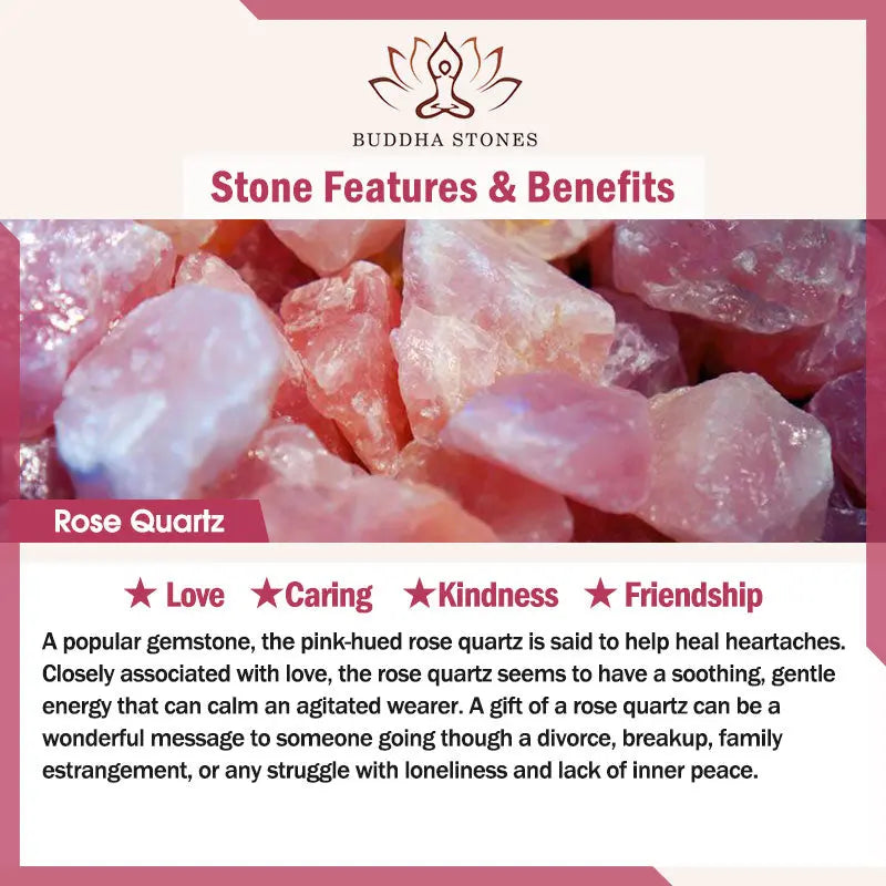 Buddha Stones "Wishing You Love and Kindness" Cat Rose Quartz Necklace Includes Gift Message Card Fortune Jewel