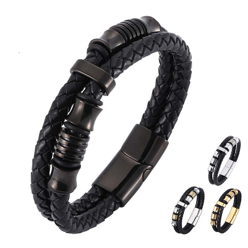 Fortune Jewel Layered Leather Weave Fortune Bracelet