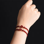 Fortune Jewel Four Leaf Clover Five-petal Flower Cinnabar Blessing Red String Bracelet