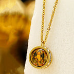 Fortune Jewel Tibetan Yellow God Of Wealth Green Tara Buddha Serenity Titanium Steel Necklace Pendant Fortune Jewel