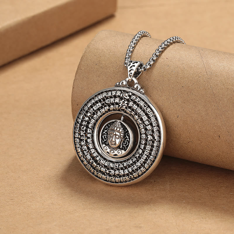 Fortune Jewel Heart Sutra Buddha Carved Peace Buckle Design Serenity Rotatable Necklace Pendant Fortune Jewel