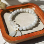 Fortune Jewel "Hoping for Purity and Peace"Natural White Jade Bracelet Includes Gift Message Card Fortune Jewel