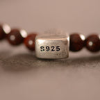 Fortune Jewel 925 Sterling Silver Indian Small Leaf Red Sandalwood Fu Character Protection Triple Wrap Bracelet