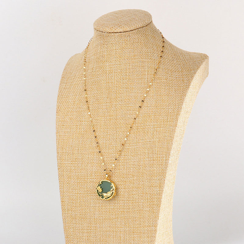 Fortune Jewel Natural Jade Koi Fish Lotus Luck Necklace Pendant