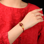 Fortune Jewel Handmade Cinnabar Peace Buckle Blessing Braided Rope Bracelet