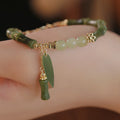 Fortune Jewel Jade Bamboo Leaf Lily Of The Valley Pattern Luck Abundance Bracelet