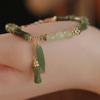 Fortune Jewel Jade Bamboo Leaf Lily Of The Valley Pattern Luck Abundance Bracelet