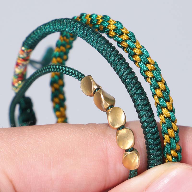 Fortune Jewel 3 PCS Tibetan Copper Beads Healing Protection Luck Bracelet Set