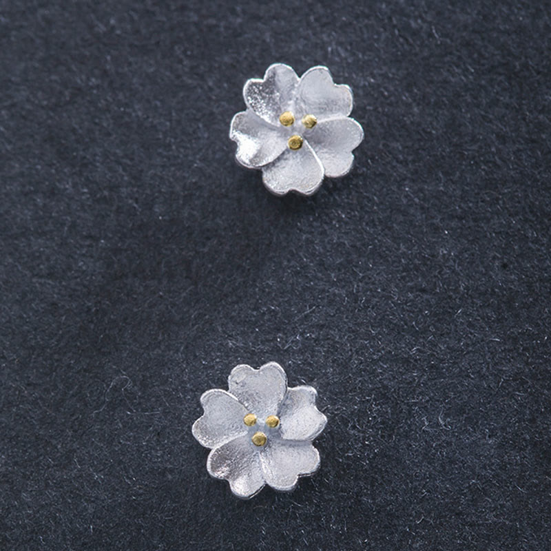 Fortune Jewel 925 Sterling Silver Cherry Blossoms Floral Calm Stud Earrings