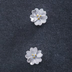 Fortune Jewel 925 Sterling Silver Cherry Blossoms Floral Calm Stud Earrings