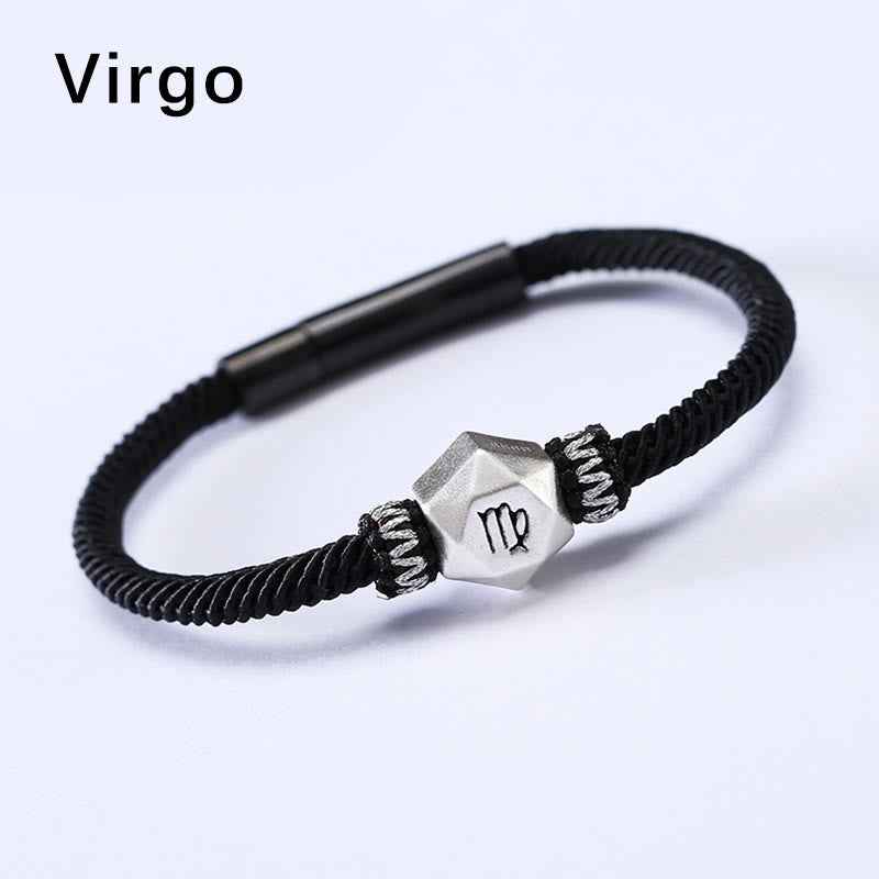 Fortune Jewel 999 Sterling Silver 12 Constellations of the Zodiac Protection Handmade String Bracelet