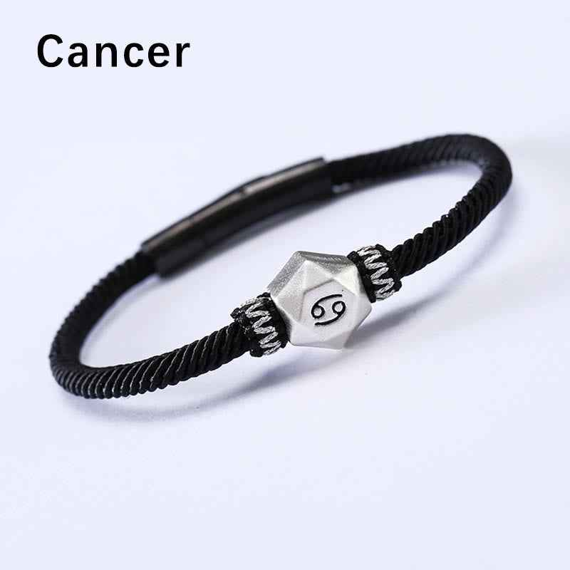 Fortune Jewel 999 Sterling Silver 12 Constellations of the Zodiac Protection Handmade String Bracelet