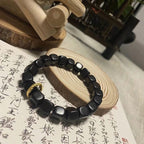 Fortune Jewel Tibetan Ebony Wood Square Beads Peace Calm Bracelet