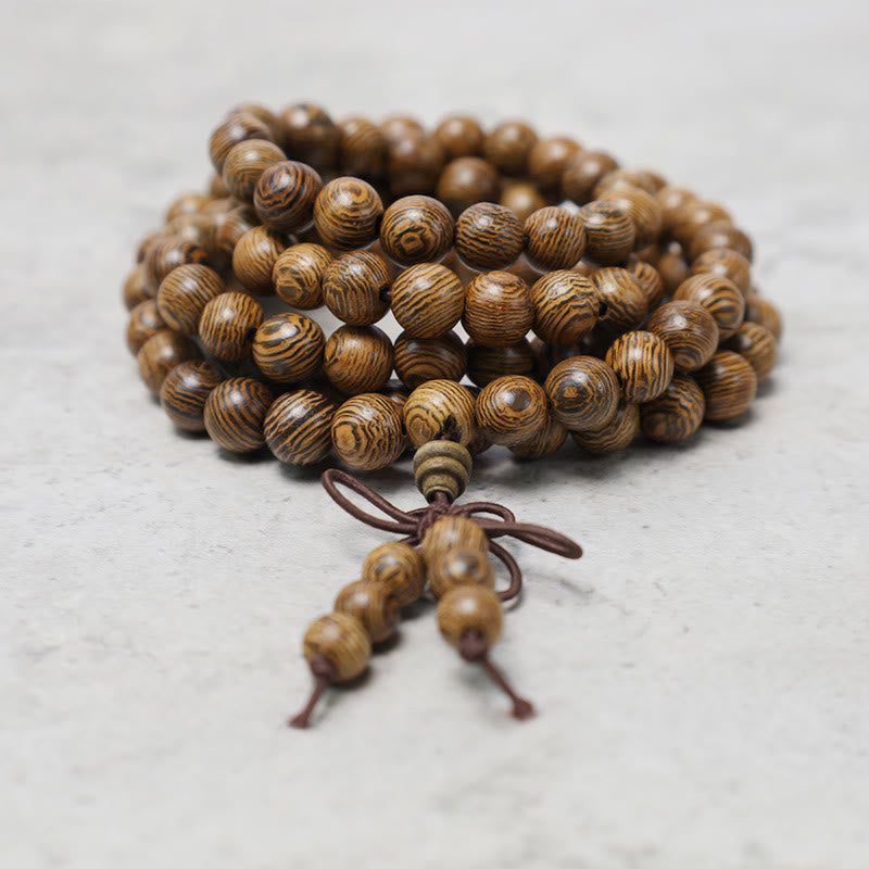 Fortune Jewel 108 Mala Beads Bracelet Prayer Meditation Sandalwood Elastic