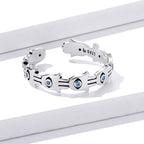 Fortune Jewel 925 Sterling Silver Hamsa Symbol Zircon Adjustable Ring