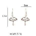 Fortune Jewel Copper Fan Auspicious Clouds Pearl Healing Drop Earrings