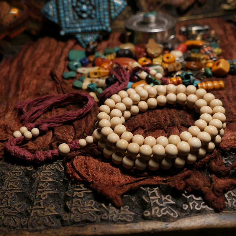 Fortune Jewel 108 Mala Beads Abelia Biflora Wood Warding Off Evil Spirits Wrist Mala