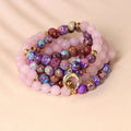 Fortune Jewel 108 Beads Miano Real Pink Crystal Mala Healing Bracelet