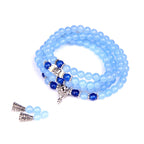 Fortune Jewel 108 Beads Blue Crystal Healing Bracelet Mala
