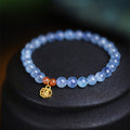 Fortune Jewel Natural Aquamarine Red Agate Healing Charm Bracelet