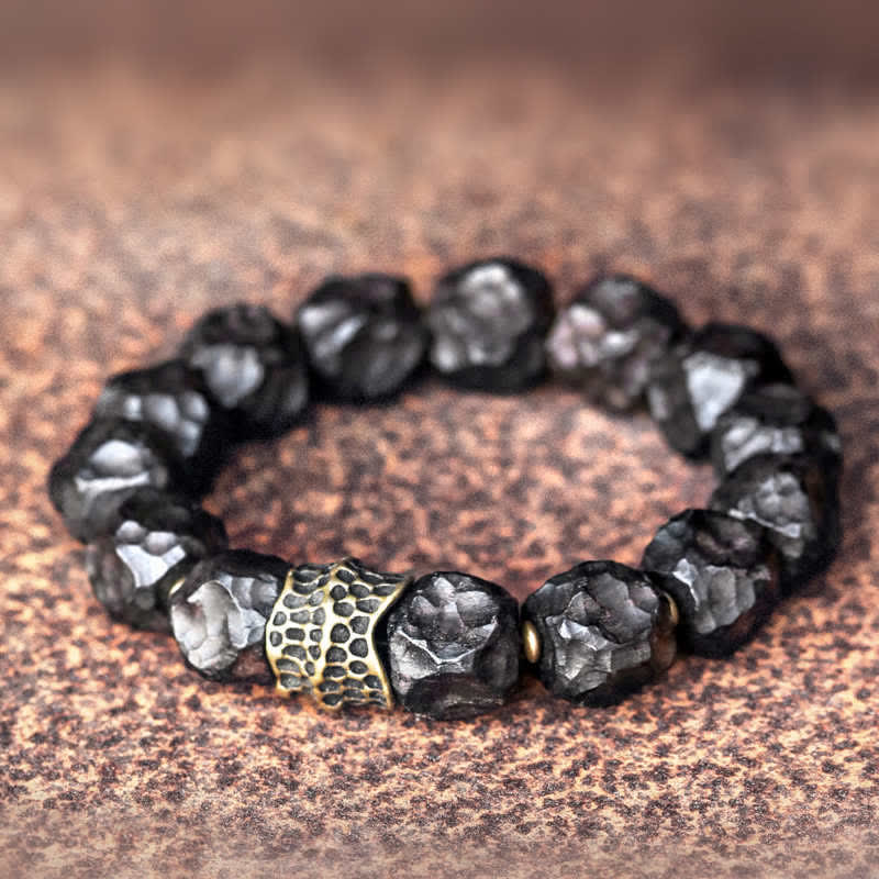 Fortune Jewel Ebony Wood Copper Peace Balance Couple Bracelet