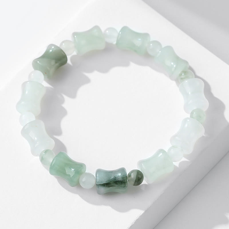 Fortune Jewel Jade Coconut Shell Bamboo Pattern Abundance Luck Bracelet