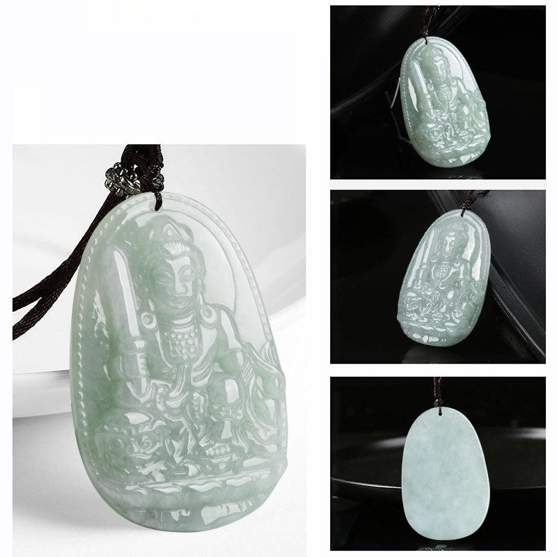 Fortune Jewel Chinese Zodiac Natal Buddha Jade Wealth Prosperity Necklace Pendant Fortune Jewel
