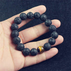 Fortune Jewel Lava Rock Tiger Eye Stone Peace Healing Bracelet